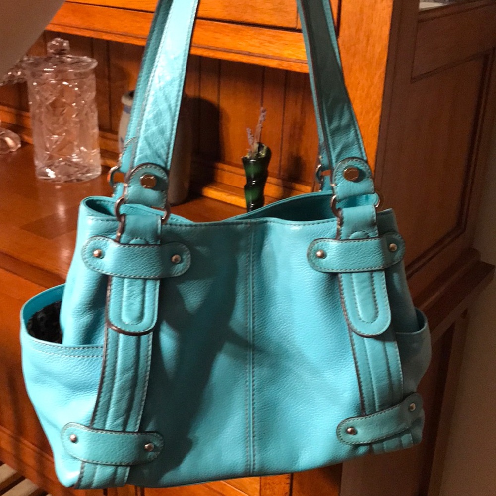 Tignanello turquoise leather shoulder bag
